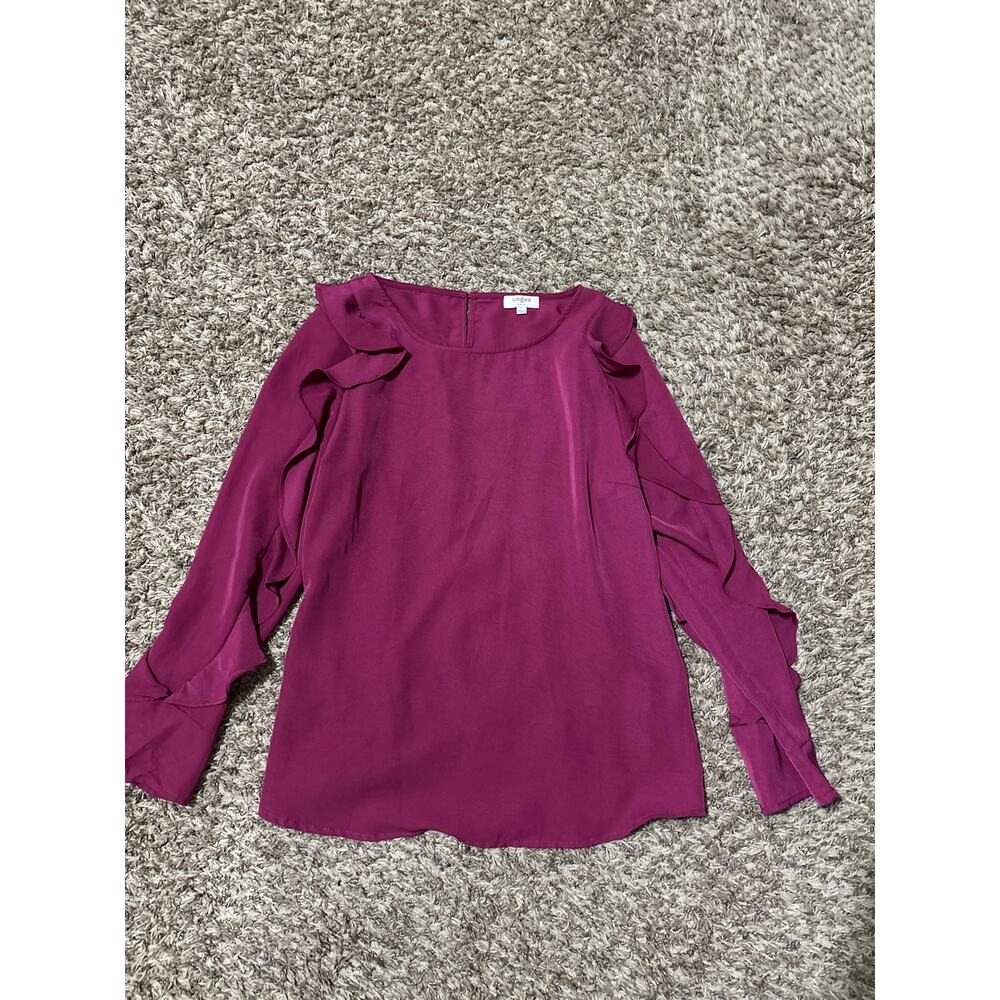 Umgee Blouse Ruffle Lettuce Sleeves L